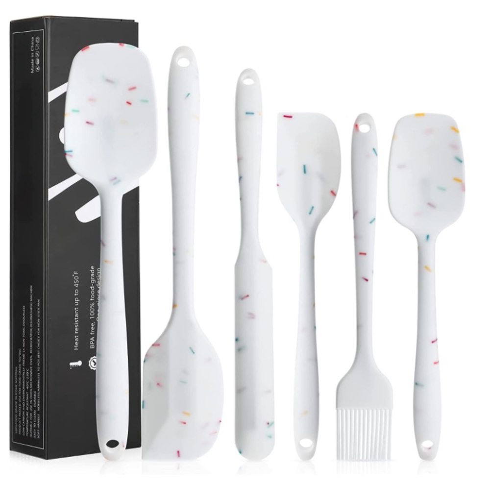 6 Piece Silicone Heat Resistant Nonstick Spatulas Set with Stainless Steel Core